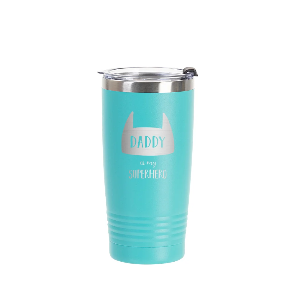 20oz/600ml Stainless Steel Tumbler w/ Ringneck Grip (Powder Coated, Mint Green) thumbnail 2