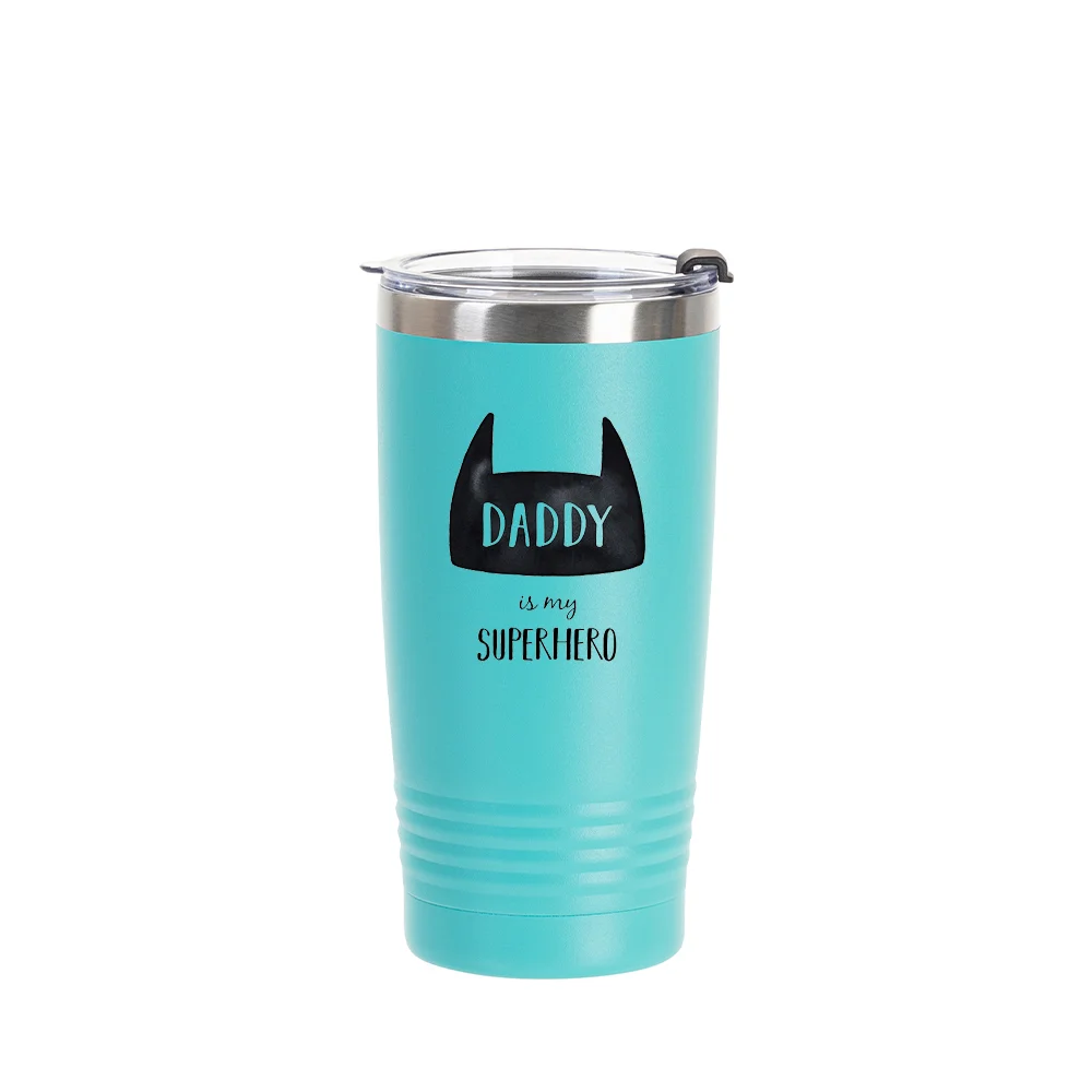 20oz/600ml Stainless Steel Tumbler w/ Ringneck Grip (Powder Coated, Mint Green) thumbnail 3