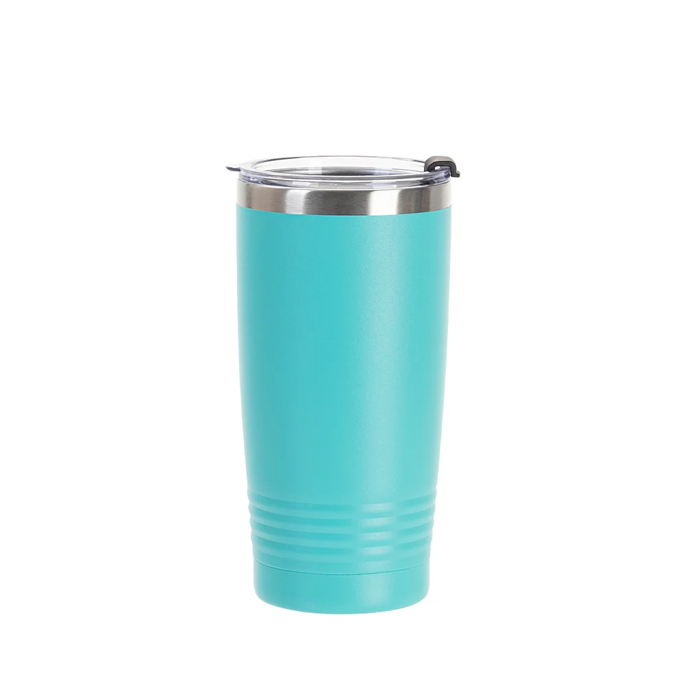 20oz/600ml Stainless Steel Tumbler w/ Ringneck Grip (Powder Coated, Mint Green) thumbnail 1