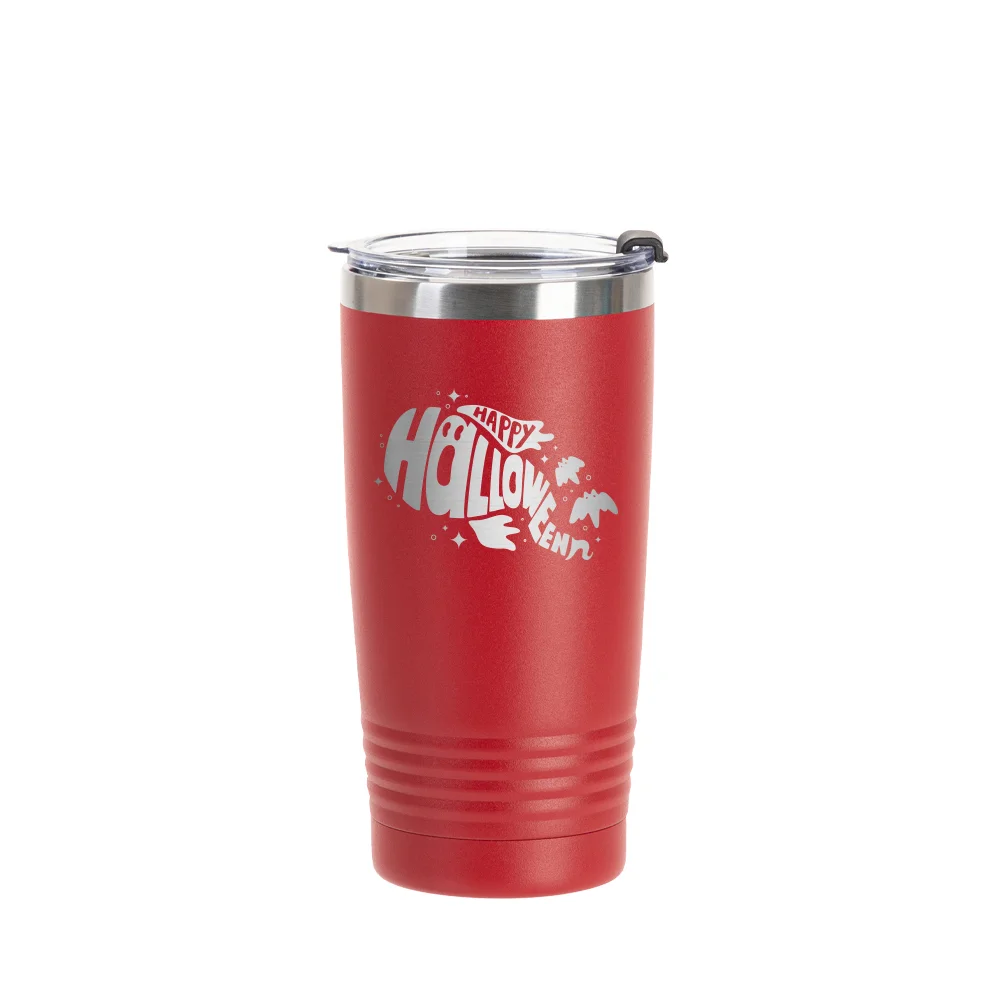 20oz/600ml Stainless Steel Tumbler w/ Ringneck Grip (Powder Coated, Red) thumbnail 3