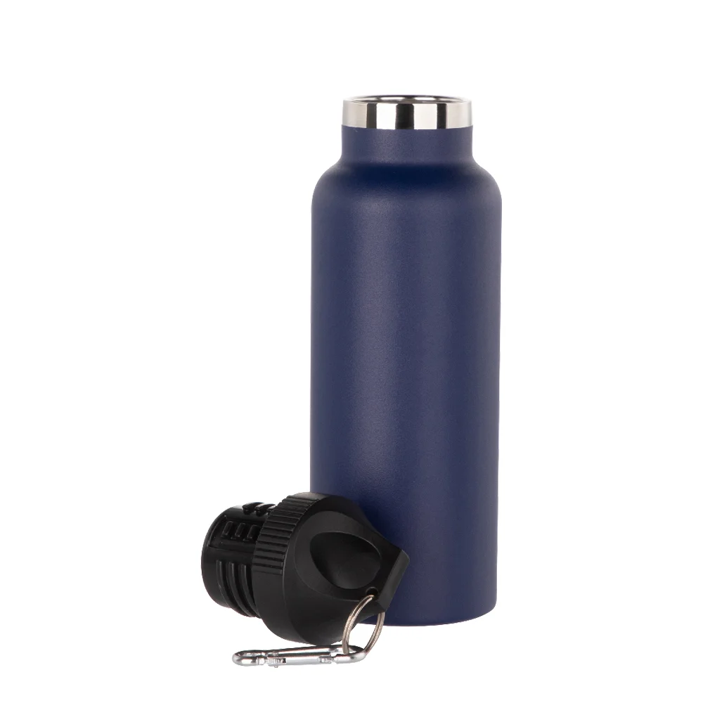 17oz/500ml Powder Coated Sports Bottle with Plastic & Carabiner Lid (Dark Blue) thumbnail 4