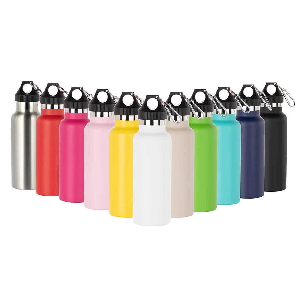 17oz/500ml Powder Coated Sports Bottle with Plastic & Carabiner Lid (Dark Blue) thumbnail 5