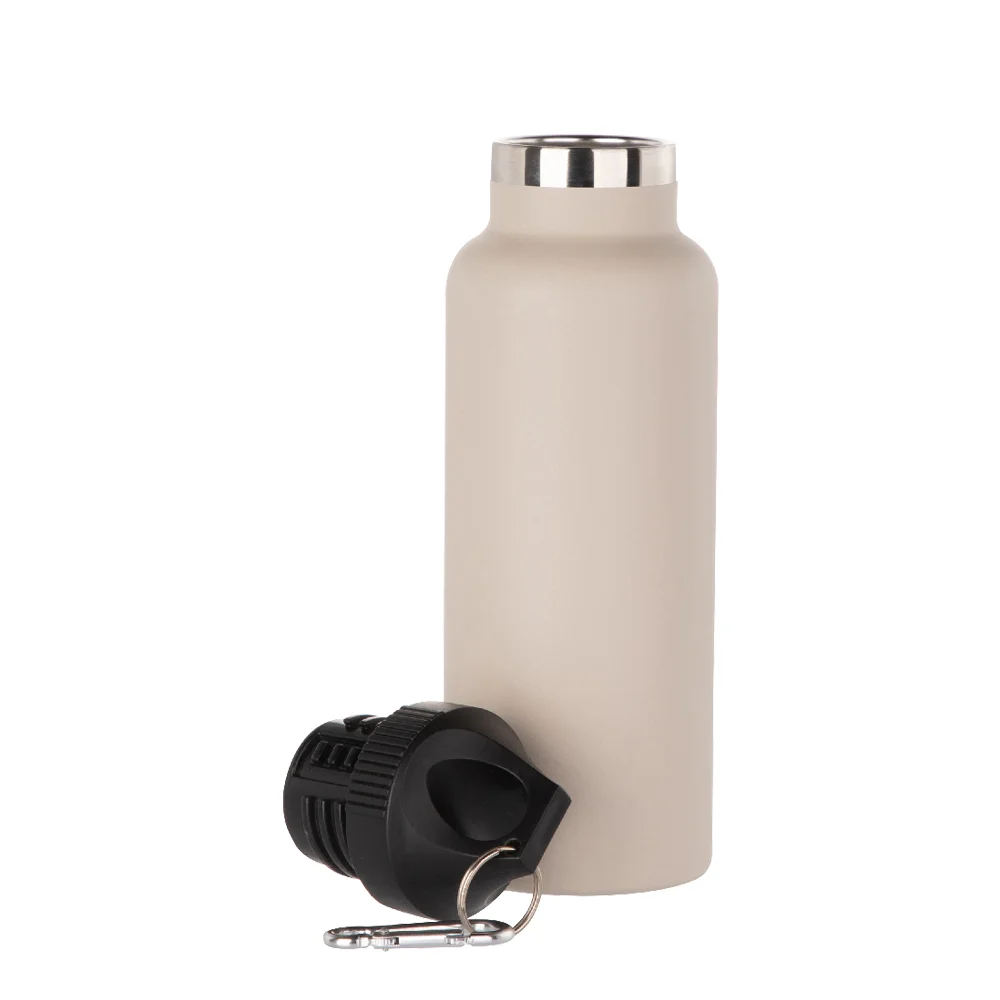 17oz/500ml Powder Coated Sports Bottle with Plastic & Carabiner Lid (Light Grey) thumbnail 4