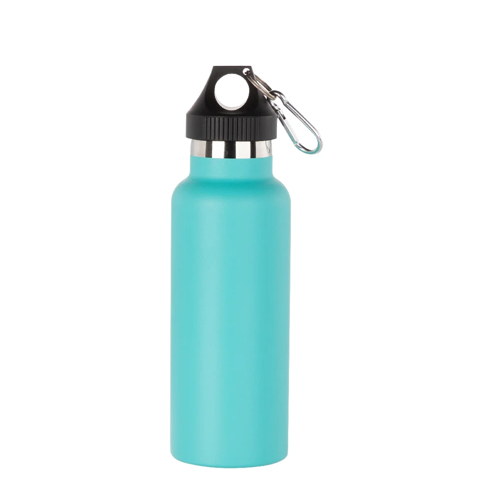 17oz/500ml Powder Coated Sports Bottle with Plastic & Carabiner Lid (Mint Green) thumbnail 1