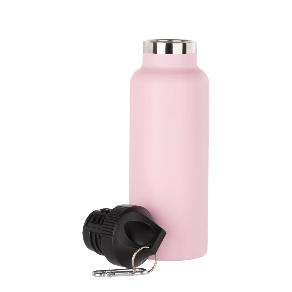 17oz/500ml Powder Coated Sports Bottle with Plastic & Carabiner Lid (Pink) thumbnail 4