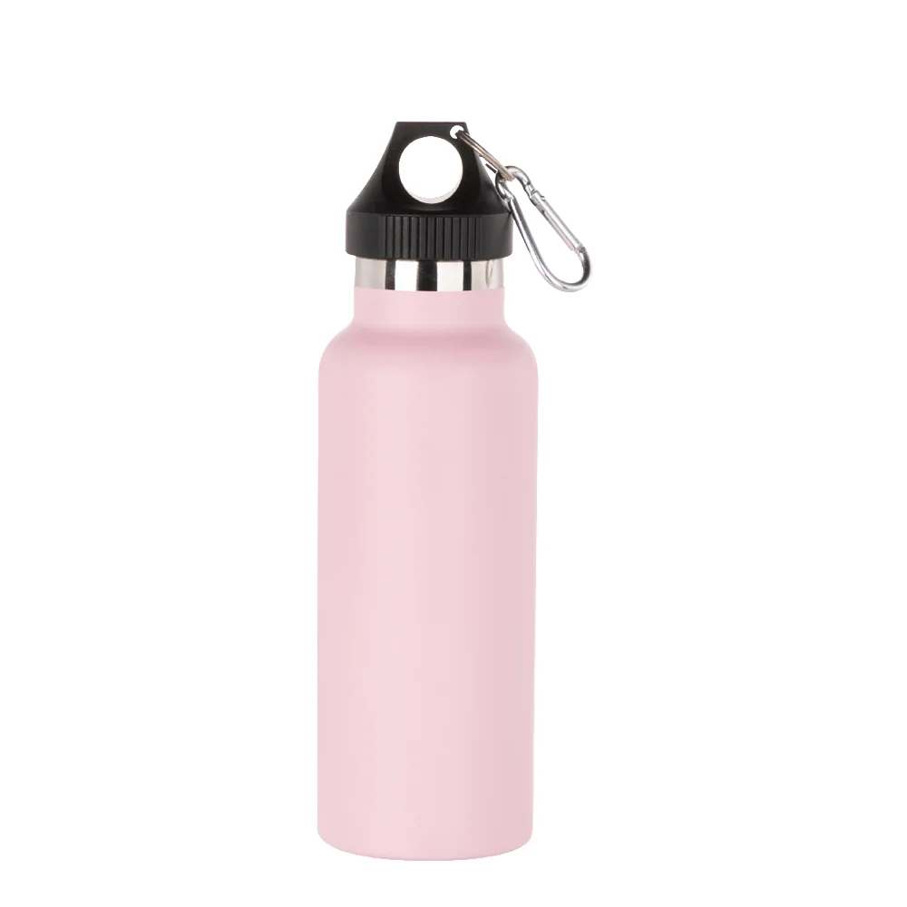 17oz/500ml Powder Coated Sports Bottle with Plastic & Carabiner Lid (Pink) thumbnail 1
