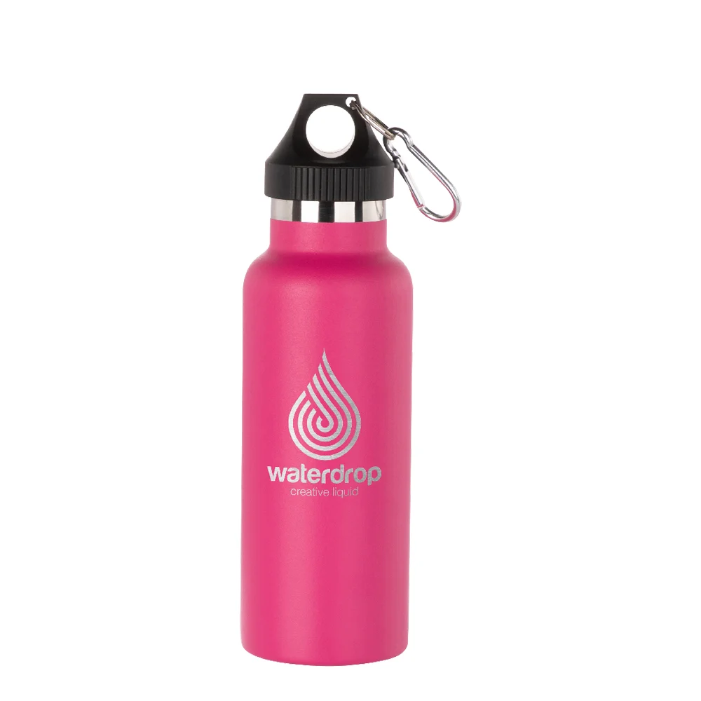 17oz/500ml Powder Coated Sports Bottle with Plastic & Carabiner Lid (Purple Red) thumbnail 2