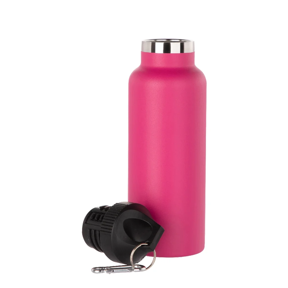 17oz/500ml Powder Coated Sports Bottle with Plastic & Carabiner Lid (Purple Red) thumbnail 4