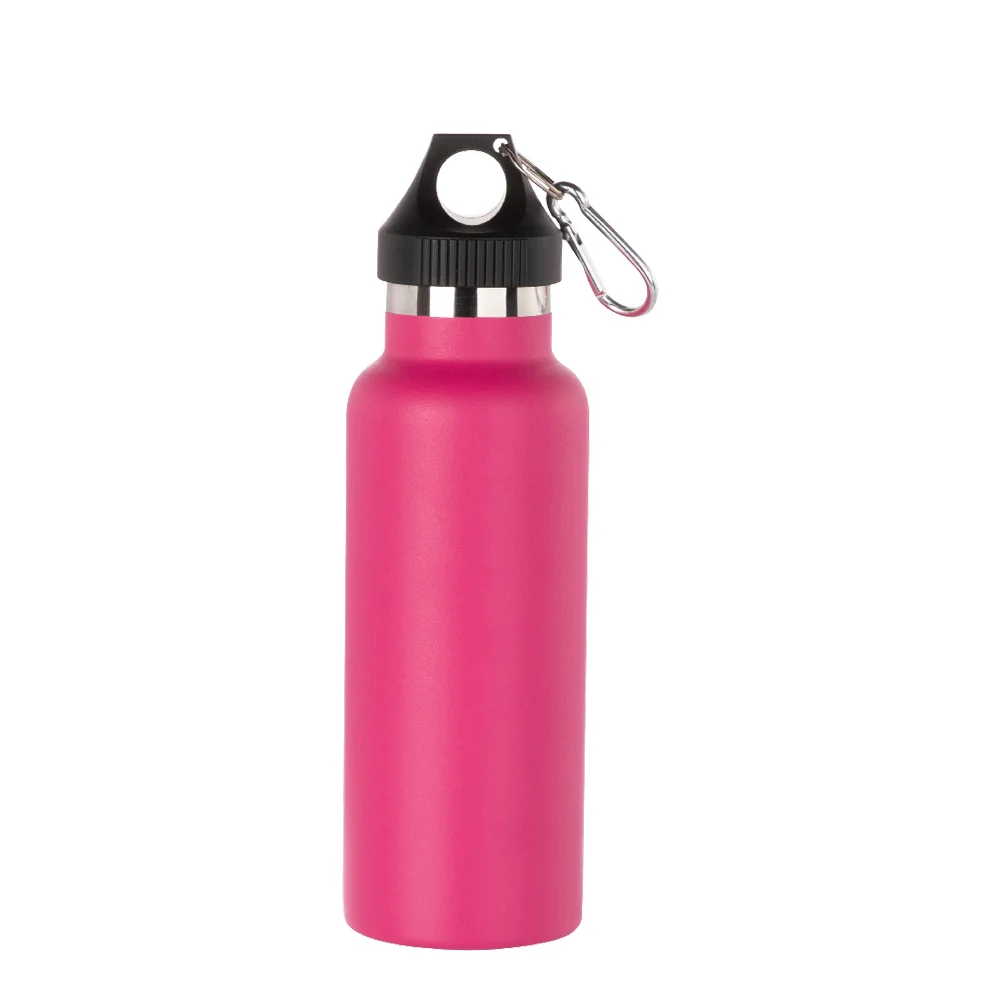 17oz/500ml Powder Coated Sports Bottle with Plastic & Carabiner Lid (Purple Red) thumbnail 1