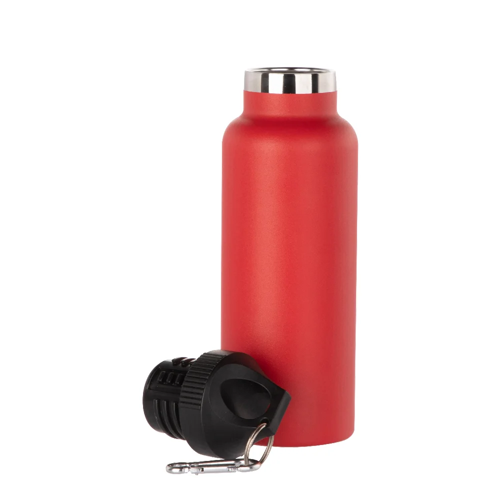 17oz/500ml Powder Coated Sports Bottle with Plastic & Carabiner Lid (Red) thumbnail 4