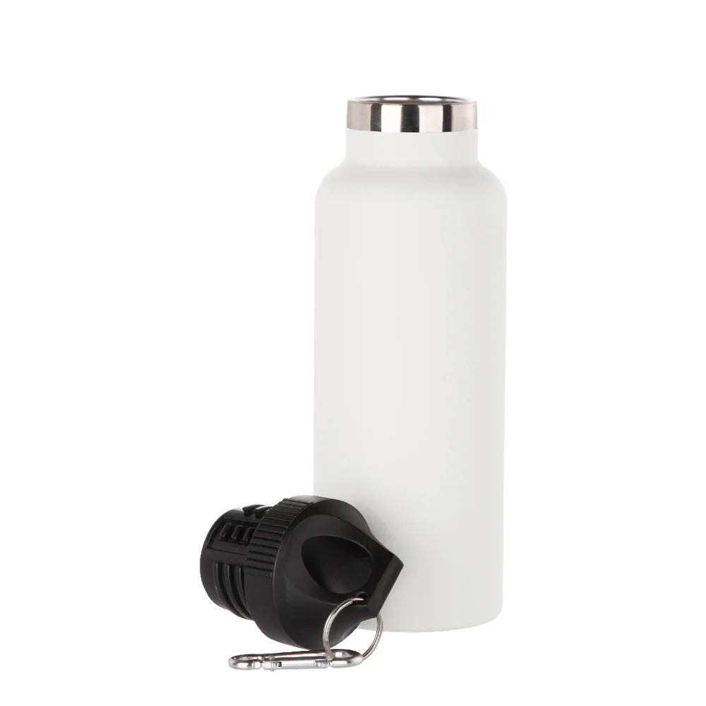 17oz/500ml Powder Coated Sports Bottle with Plastic & Carabiner Lid (White) thumbnail 3