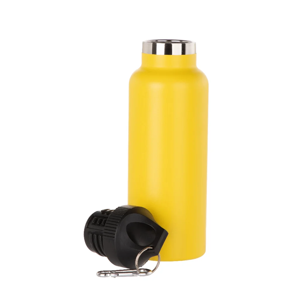 17oz/500ml Powder Coated Sports Bottle with Plastic & Carabiner Lid (Yellow) thumbnail 4
