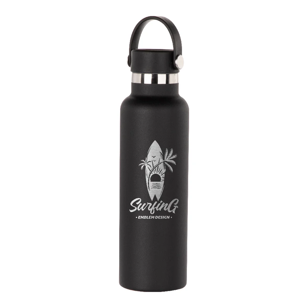 600ml Powder Coated Sports Bottle (Black) thumbnail 2
