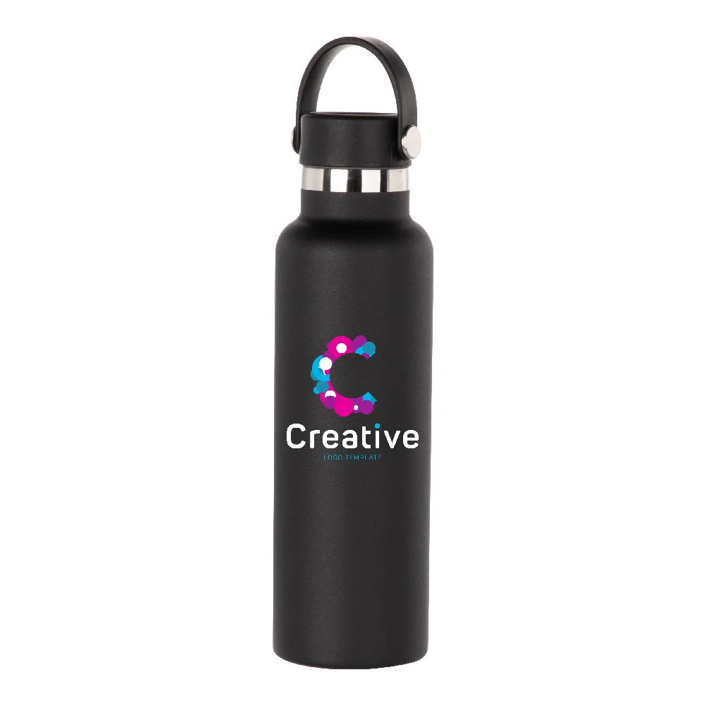 600ml Powder Coated Sports Bottle (Black) thumbnail 3