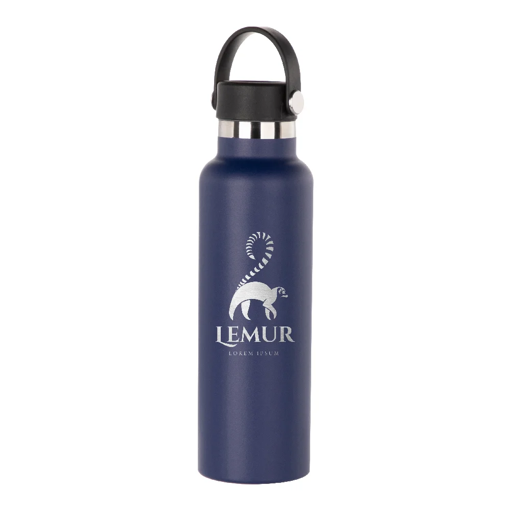 600ml Powder Coated Sports Bottle (Dark Blue) thumbnail 2