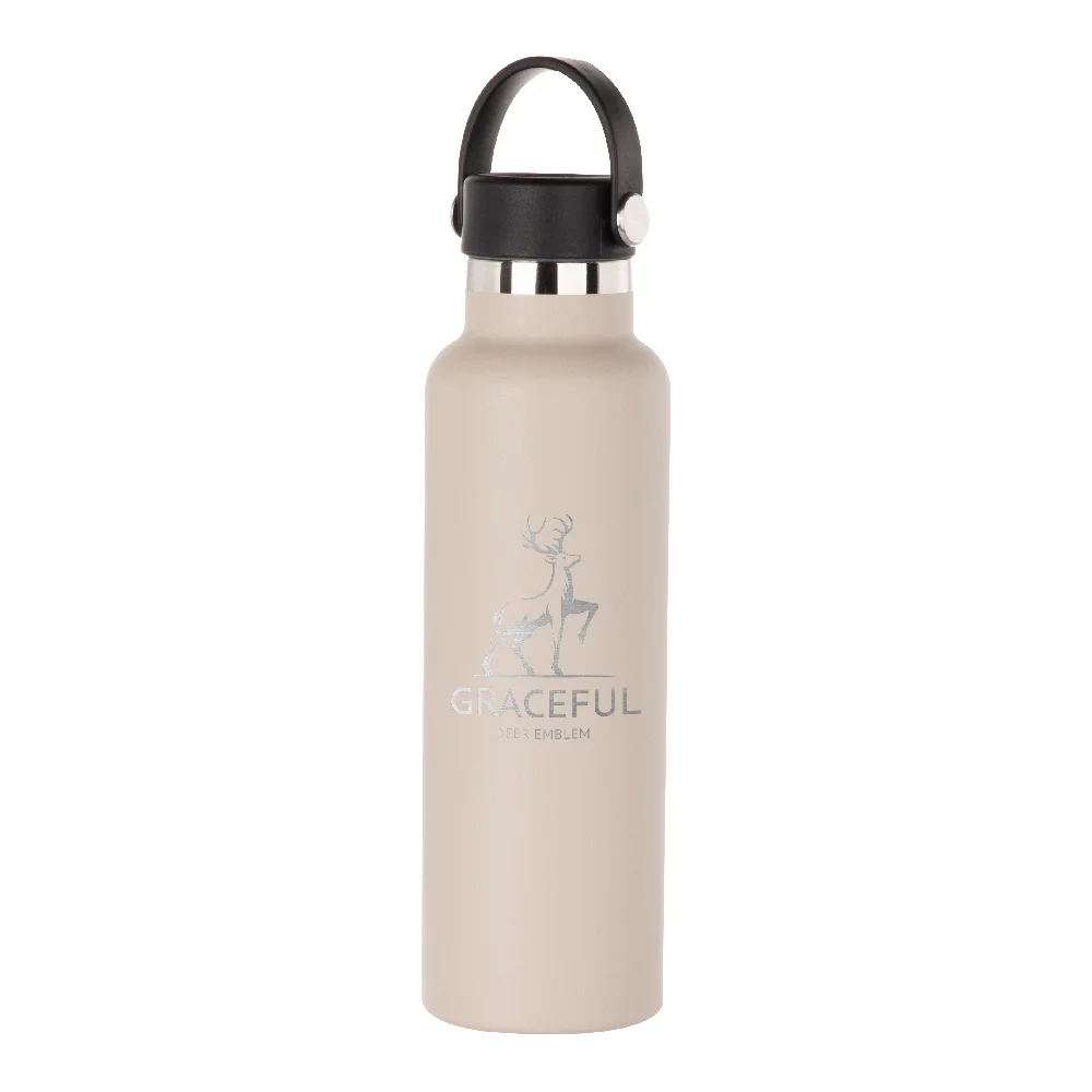 600ml Powder Coated Sports Bottle (Light Grey) thumbnail 2