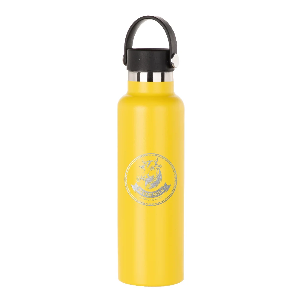 600ml Powder Coated Sports Bottle (Yellow) thumbnail 2