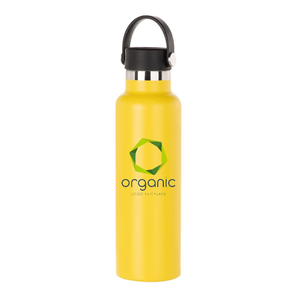 600ml Powder Coated Sports Bottle (Yellow) thumbnail 3