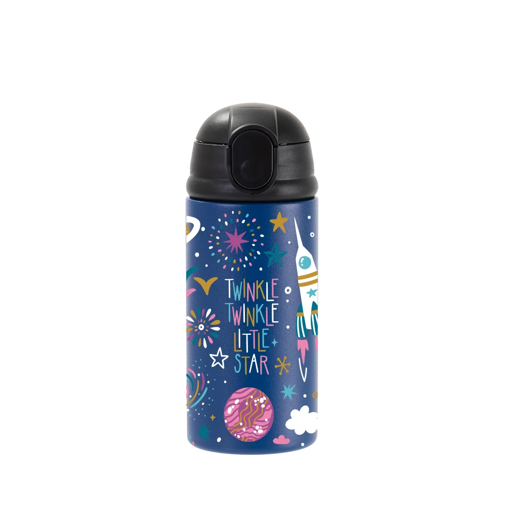 12oz/360ml Kids Stainless Steel Bottle (Powder Coated, Dark Blue) thumbnail 3