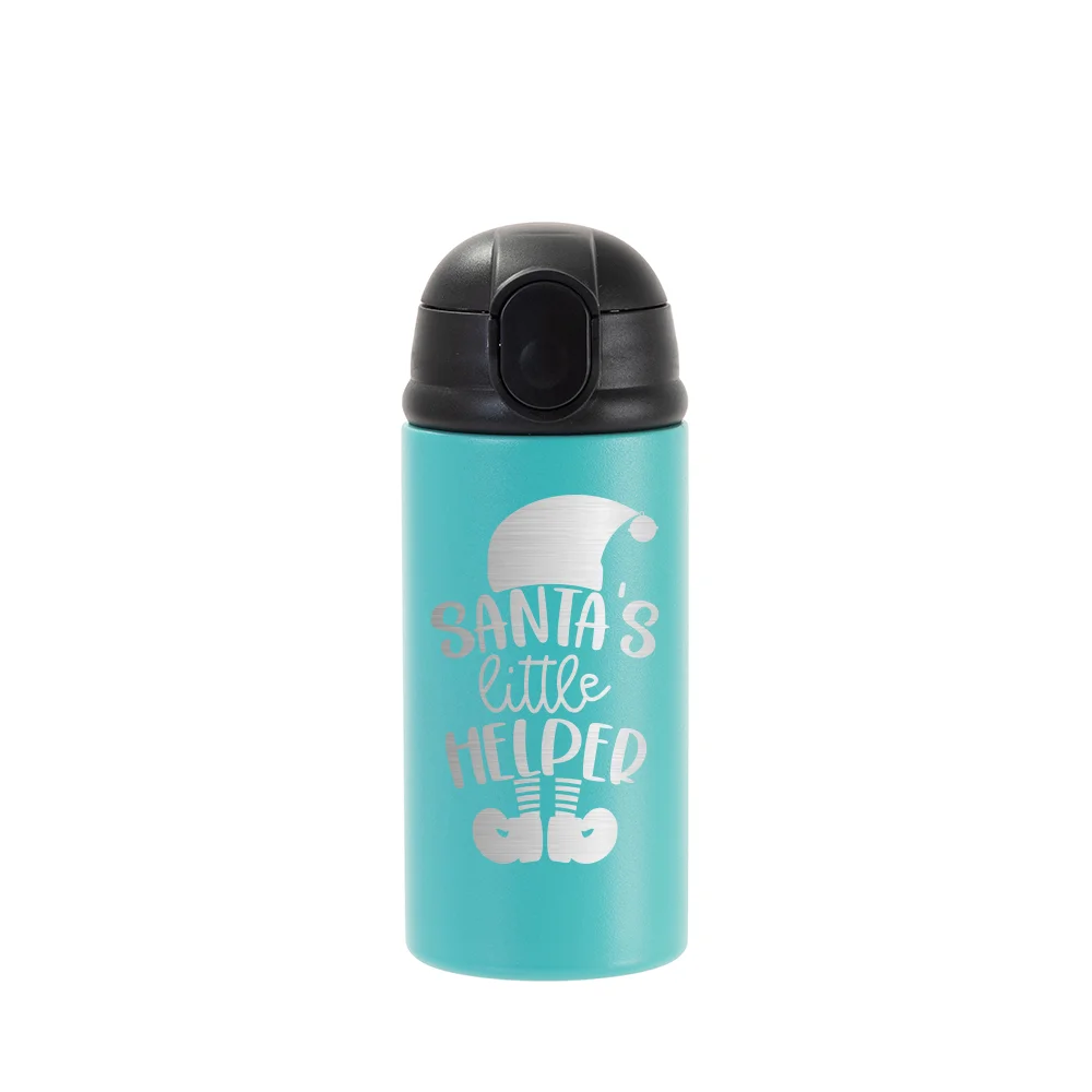 12oz/360ml Kids Stainless Steel Bottle (Powder Coated, Mint Green) thumbnail 2
