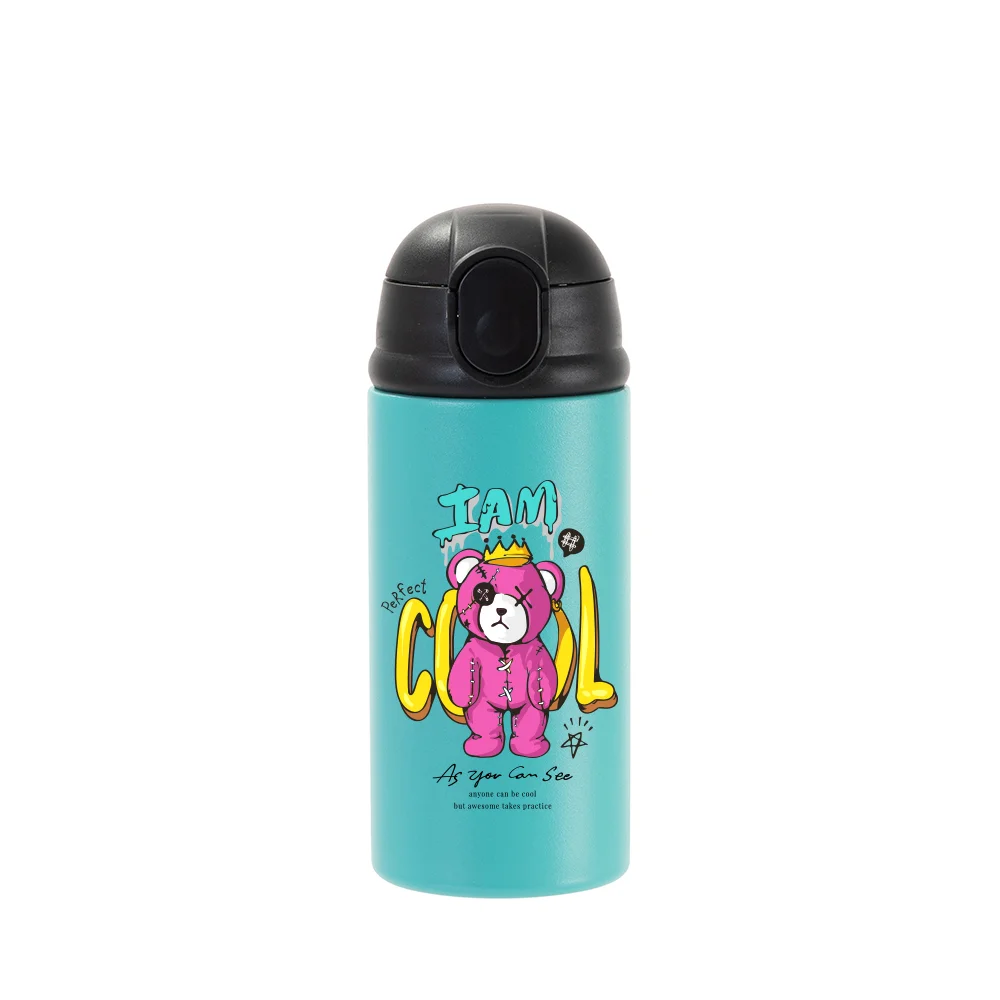 12oz/360ml Kids Stainless Steel Bottle (Powder Coated, Mint Green) thumbnail 3