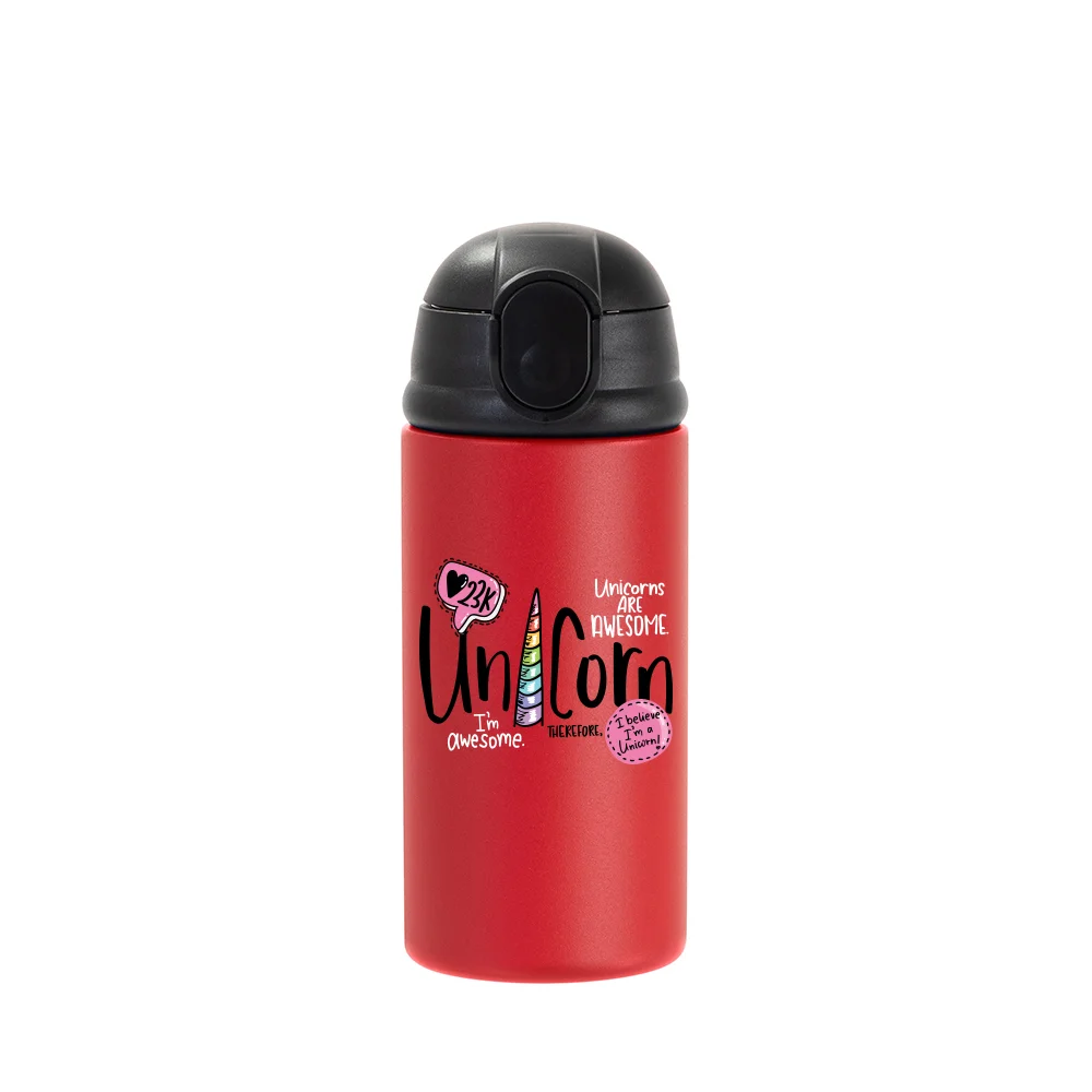 12oz/360ml Kids Stainless Steel Bottle (Powder Coated, Red) thumbnail 3