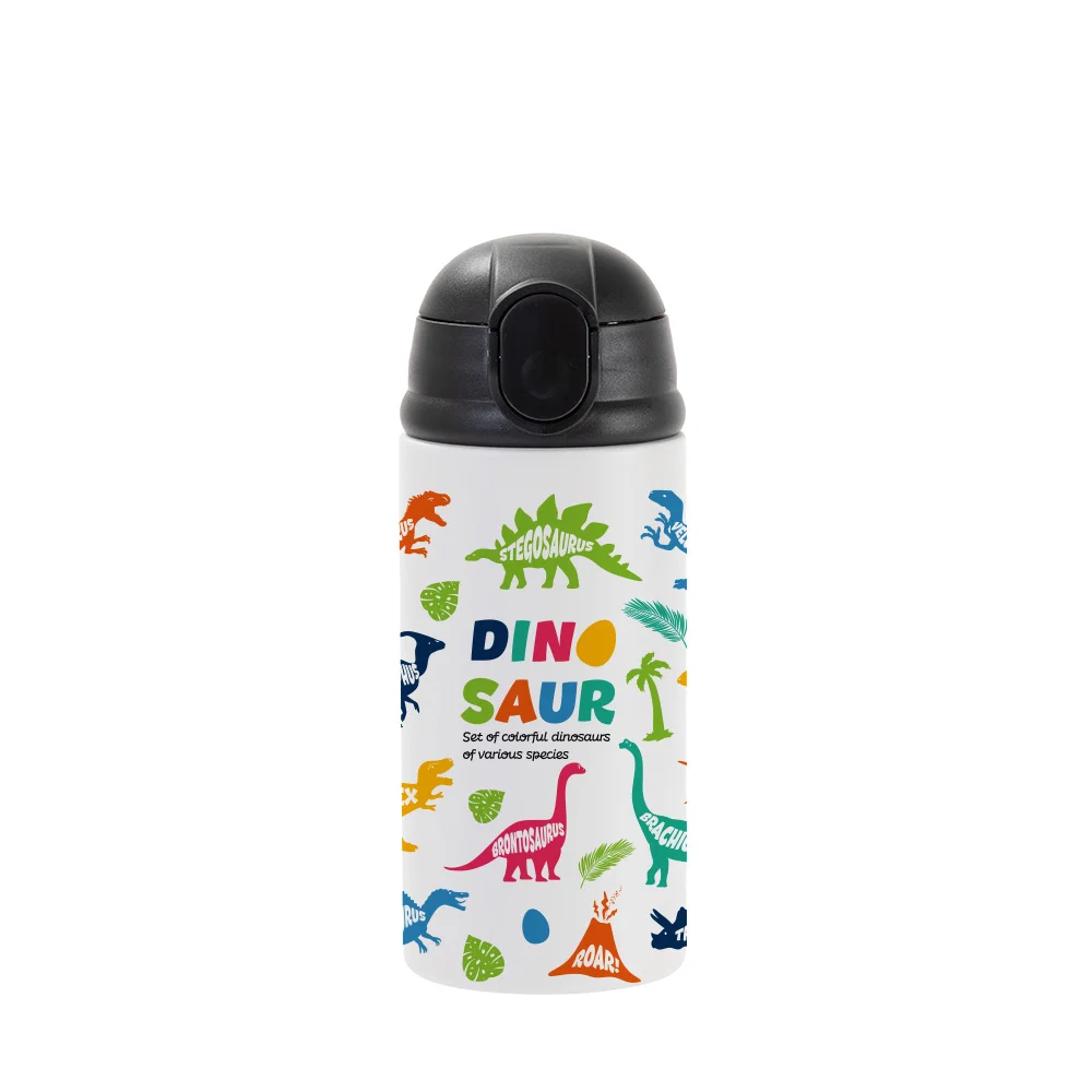 12oz/360ml Kids Stainless Steel Bottle (Powder Coated, White) thumbnail 2