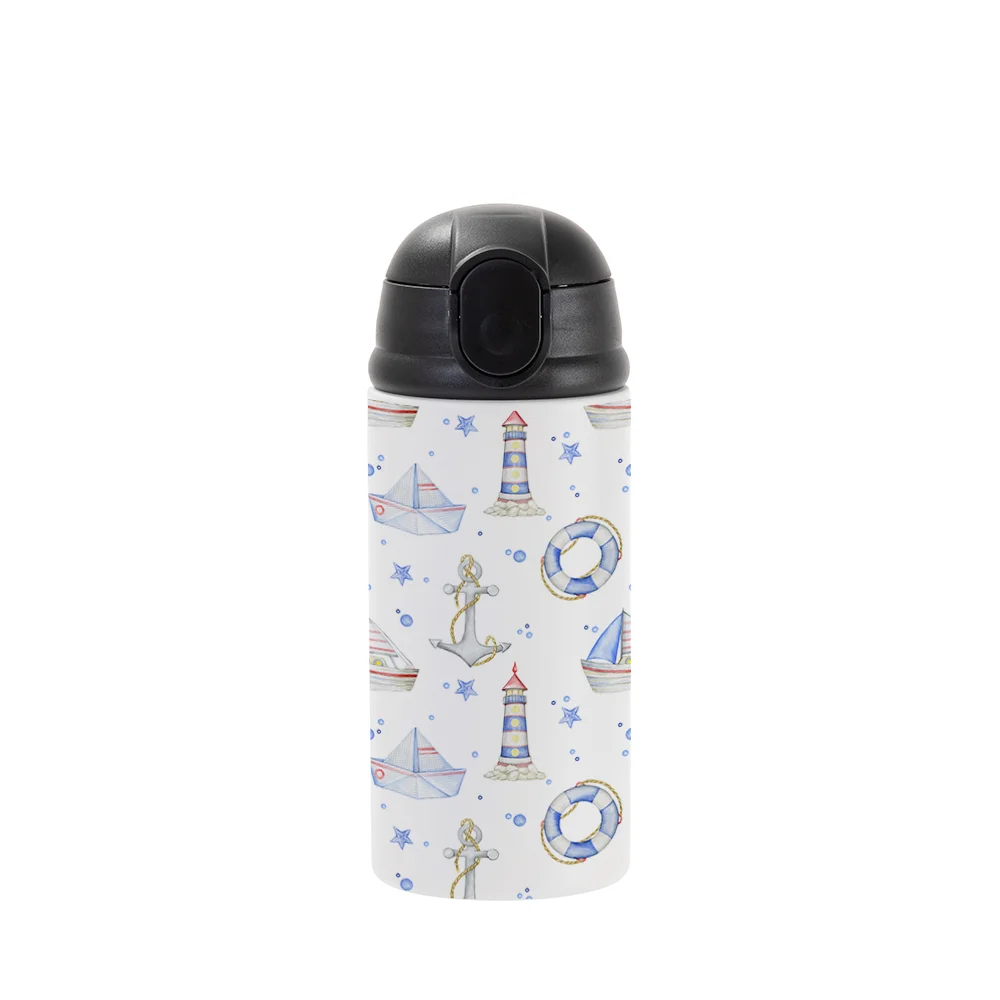12oz/360ml Kids Stainless Steel Bottle (Powder Coated, White) thumbnail 4