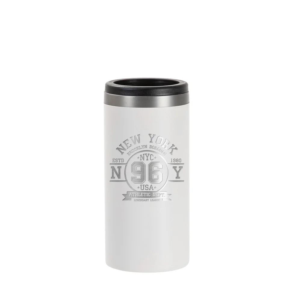 12oz/350ml Stainless Steel Slim Can Cooler (Sublimation, Matt White) thumbnail 3