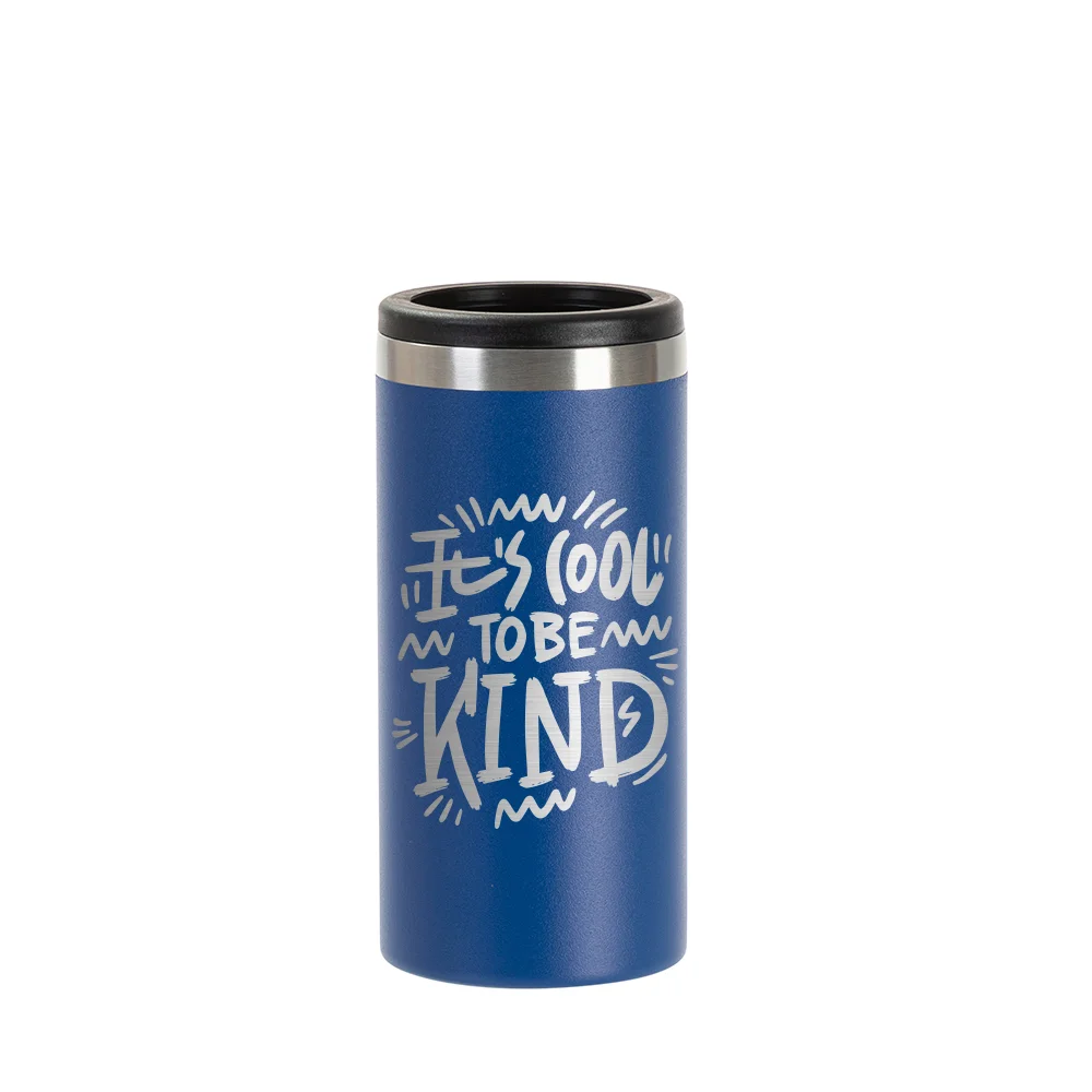 12oz/350ml Stainless Steel Slim Can Cooler (Powder Coated, Dark Blue) thumbnail 2