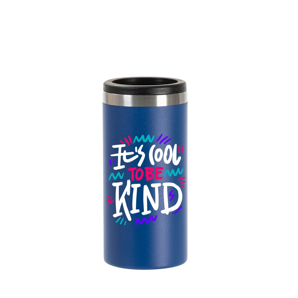 12oz/350ml Stainless Steel Slim Can Cooler (Powder Coated, Dark Blue) thumbnail 3