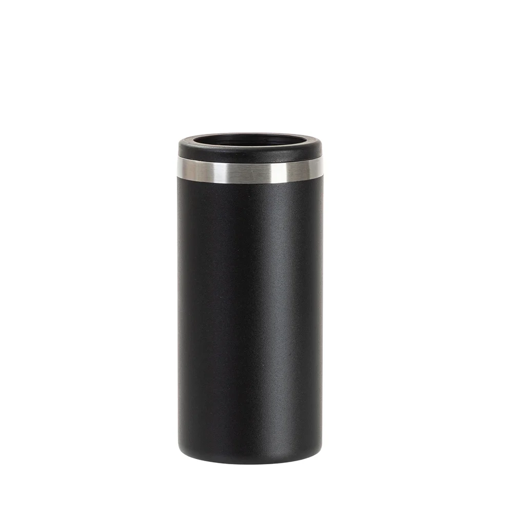 12oz/350ml Stainless Steel Slim Can Cooler (Powder Coated, Black) thumbnail 1