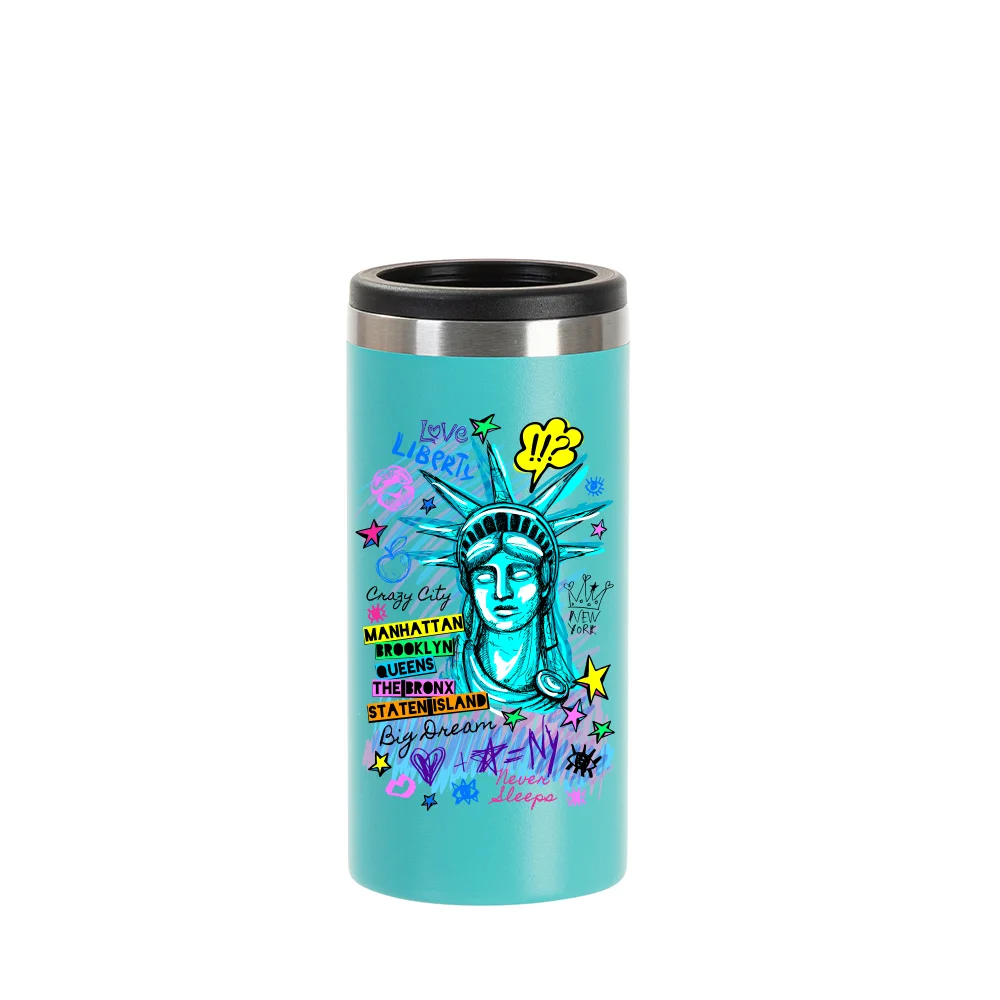 12oz/350ml Stainless Steel Slim Can Cooler (Powder Coated, Mint Green) thumbnail 3