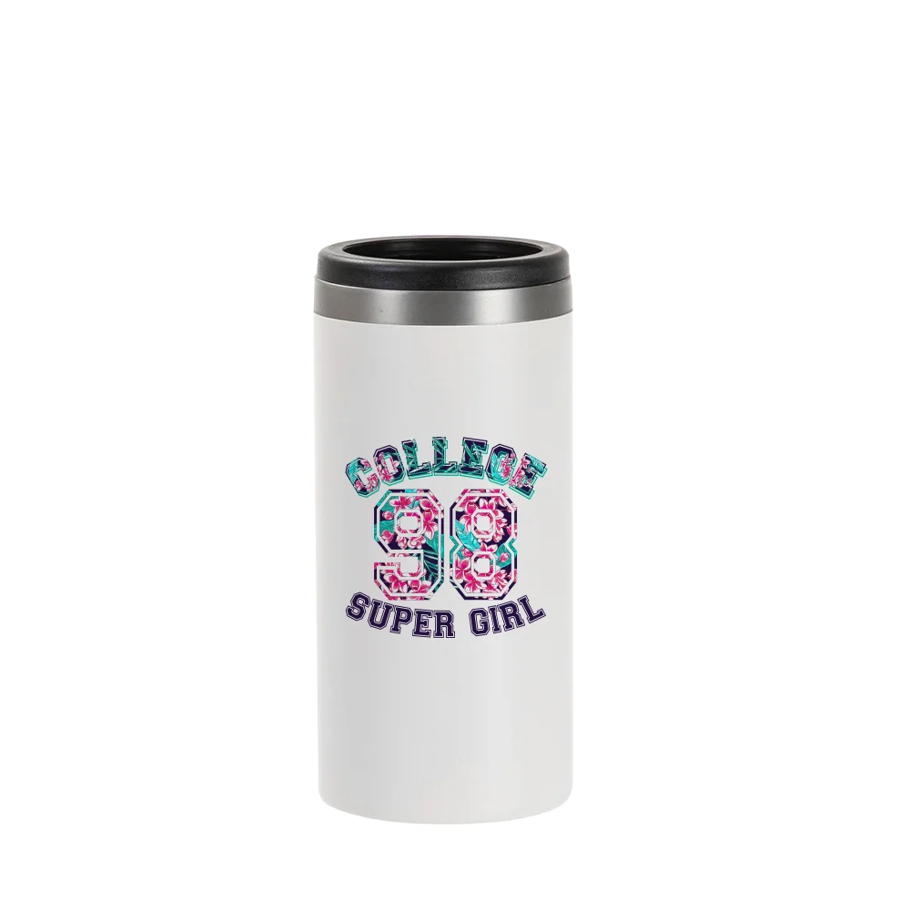 12oz/350ml Stainless Steel Slim Can Cooler (Powder Coated, White) thumbnail 3