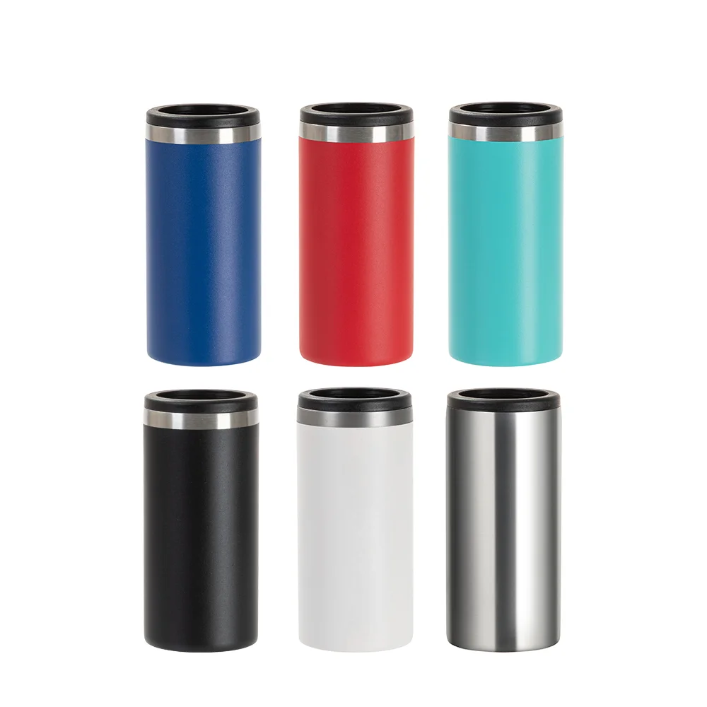 12oz/350ml Stainless Steel Slim Can Cooler (Powder Coated, White) thumbnail 4
