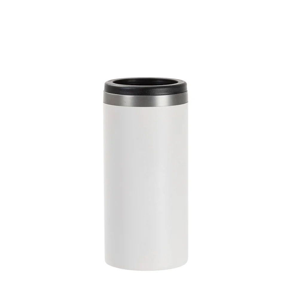 12oz/350ml Stainless Steel Slim Can Cooler (Powder Coated, White) thumbnail 1