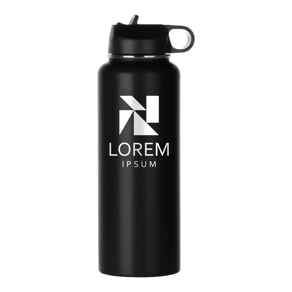 40oz 1200ml Large Powder Coated Blank Water Bottle (Black)