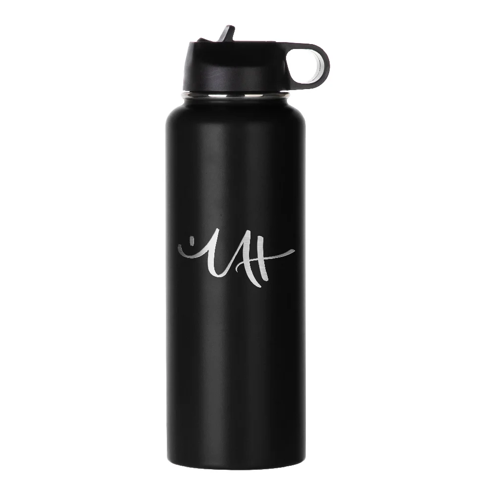 40oz 1200ml Large Powder Coated Blank Water Bottle (Black) thumbnail 3
