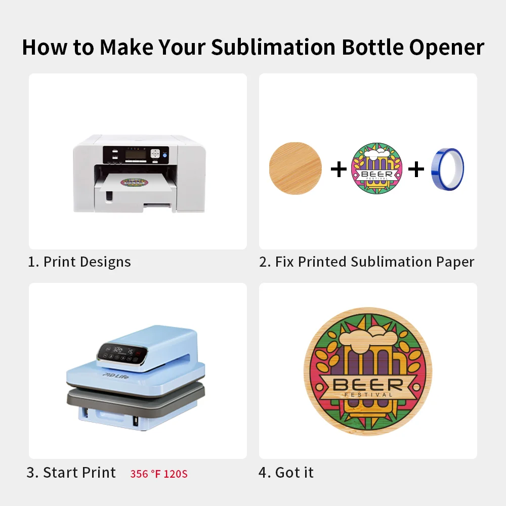 Sublimation Fridge Magnet & Bamboo Coaster & Bottle Opener (Round, 2.36") thumbnail 4