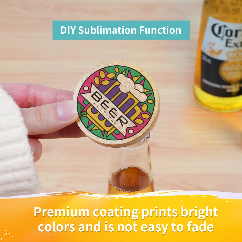Sublimation Fridge Magnet & Bamboo Coaster & Bottle Opener (Round, 2.36") thumbnail 5