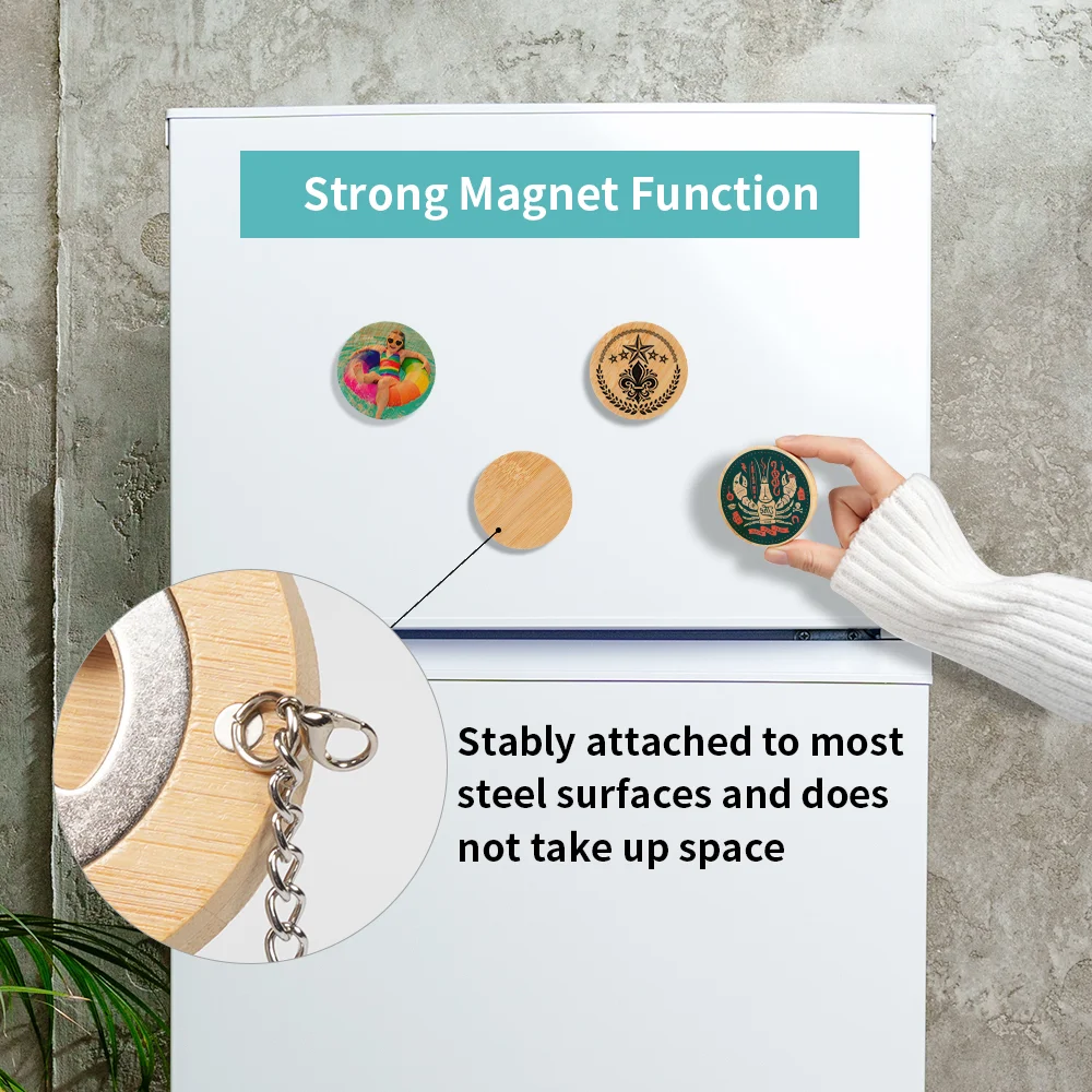 Sublimation Fridge Magnet & Bamboo Coaster & Bottle Opener (Round, 2.36") thumbnail 6