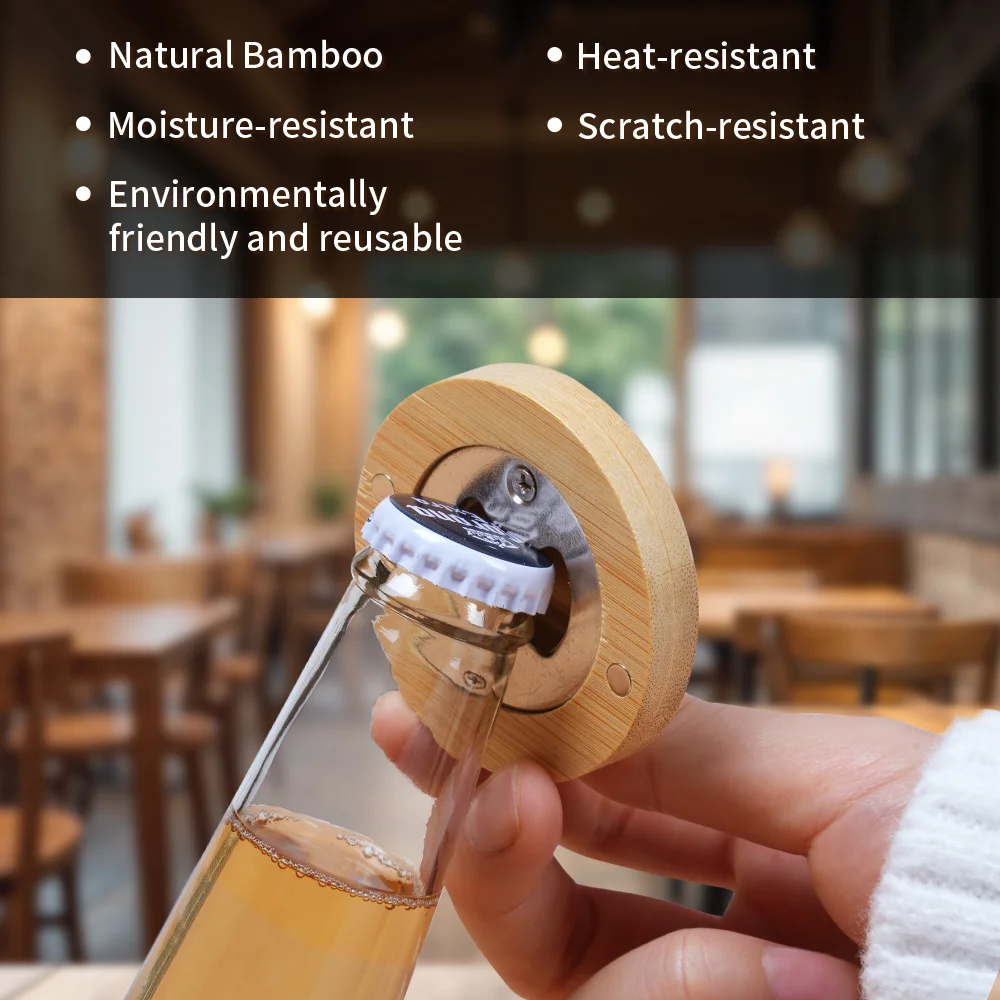 Sublimation Fridge Magnet & Bamboo Coaster & Bottle Opener (Round, 2.36") thumbnail 7
