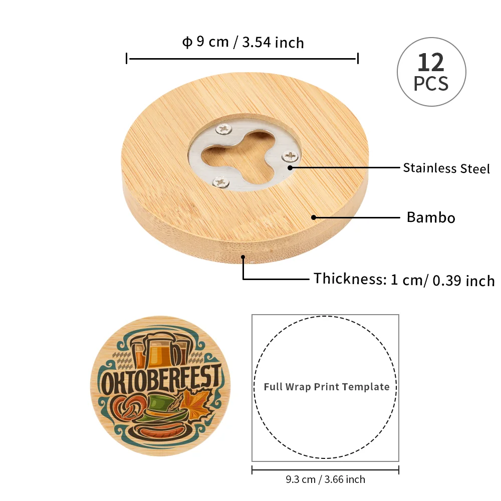 Sublimation Bamboo Coaster & Bottle Opener (Round, 3") thumbnail 3