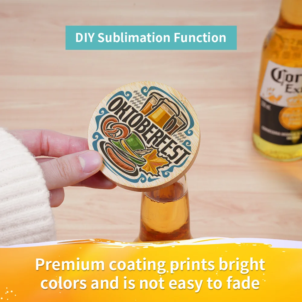 Sublimation Bamboo Coaster & Bottle Opener (Round, 3") thumbnail 4