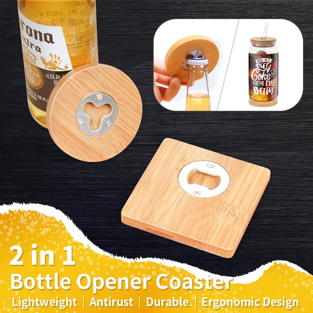 Sublimation Bamboo Coaster & Bottle Opener (Round, 3") thumbnail 5