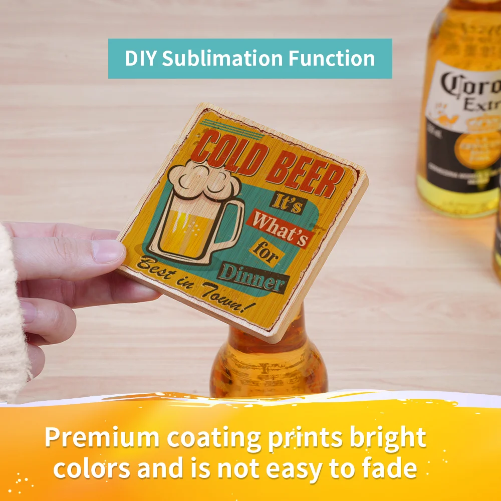 Sublimation Bamboo Coaster & Bottle Opener (Square, 3.5") thumbnail 5