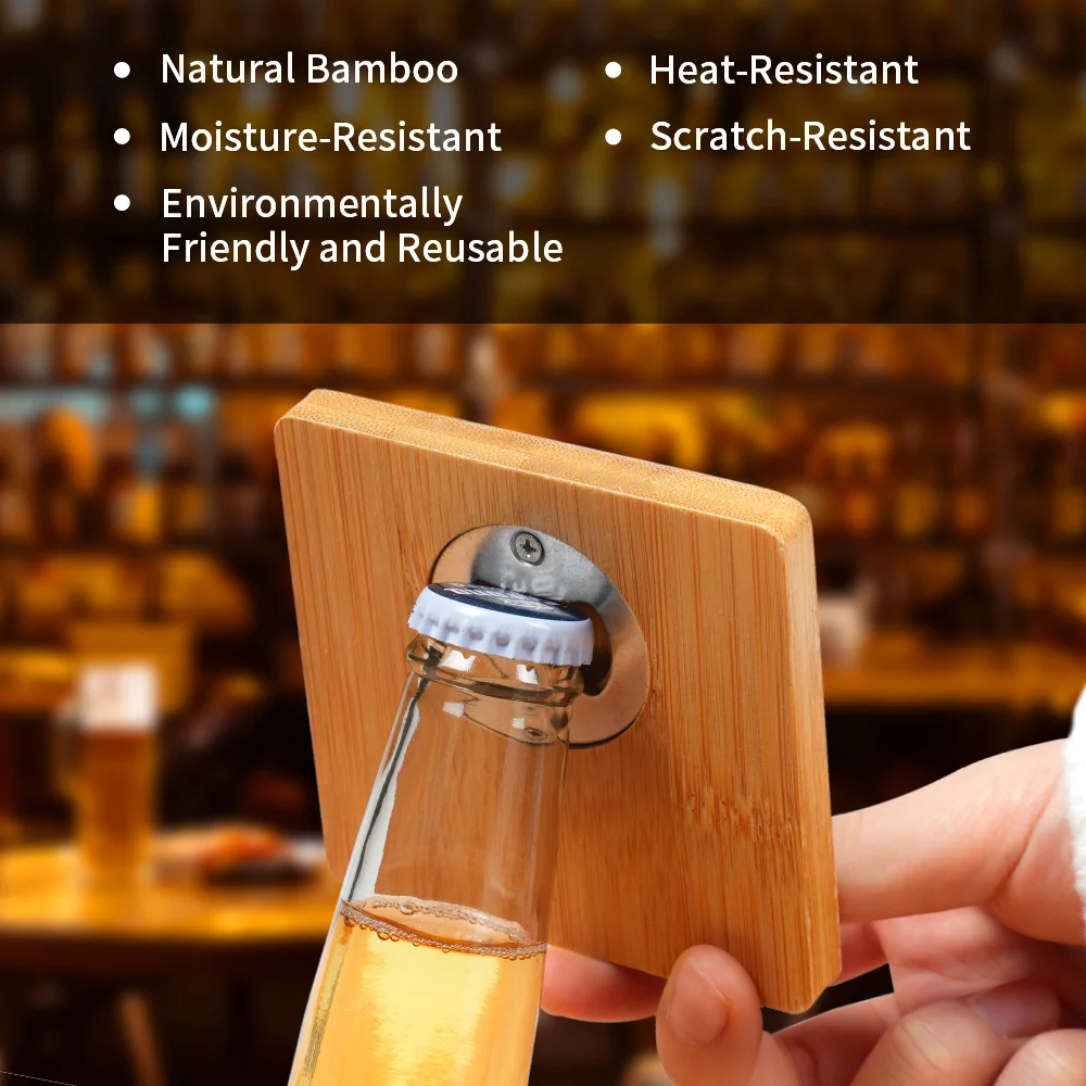 Sublimation Bamboo Coaster & Bottle Opener (Square, 3.5") thumbnail 6