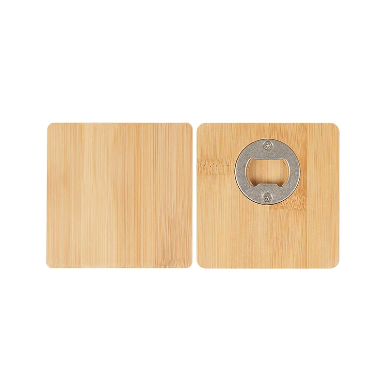 Sublimation Bamboo Coaster & Bottle Opener (Square, 3.5") thumbnail 1