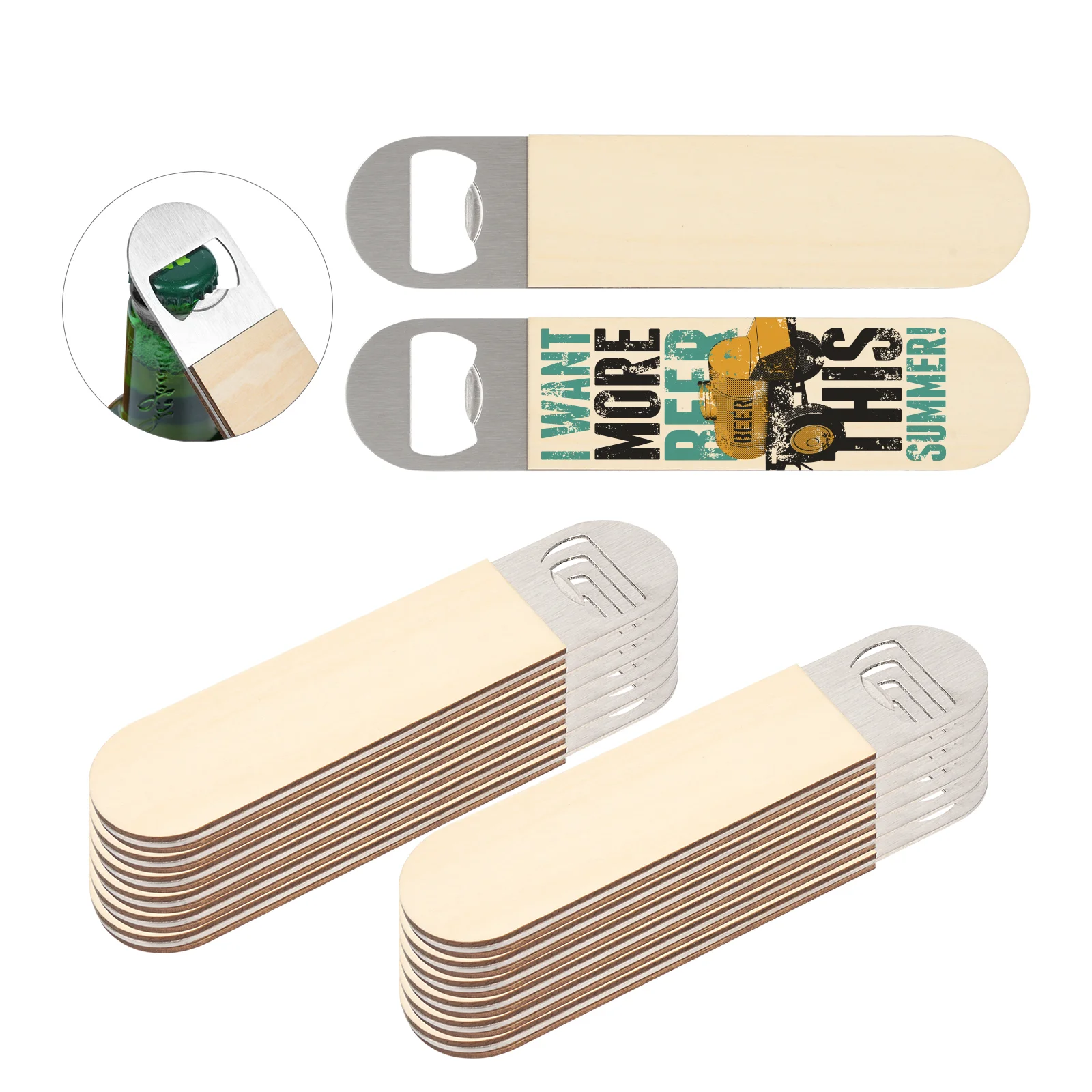 Sublimation Bottle Opener Double-sided Printable (Stainless Steel & Partial Plywood, 7x1.57") thumbnail 10
