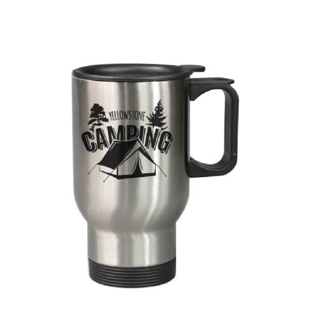 14oz Sublimation Stainless Steel Travel Mug (Silver) thumbnail 2